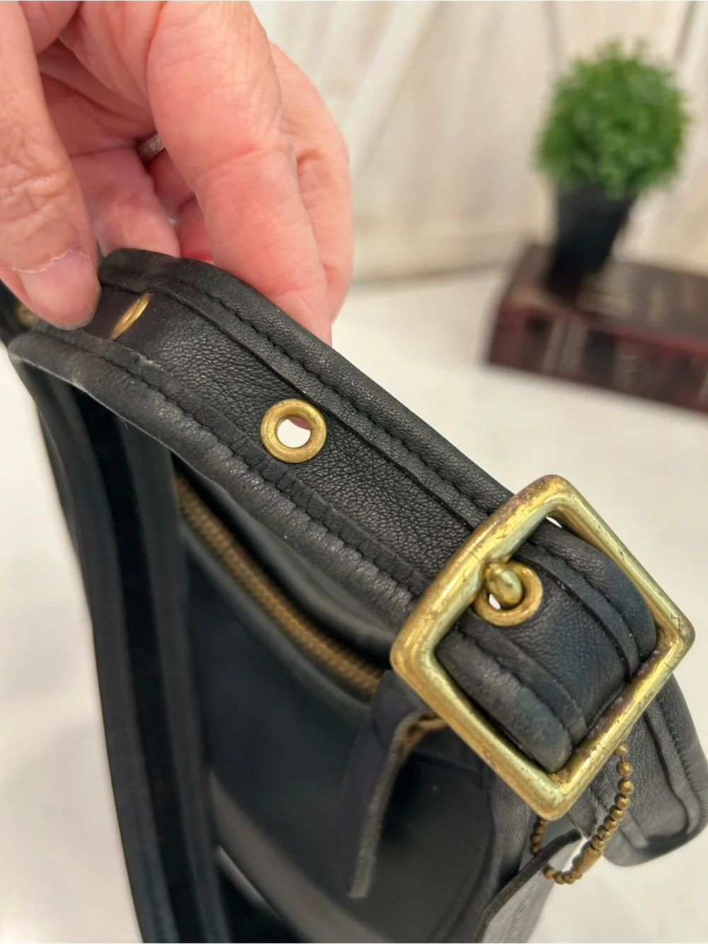 Vintage Coach Black Leather Janice Shoulder Bag with Gold Hardware #9950